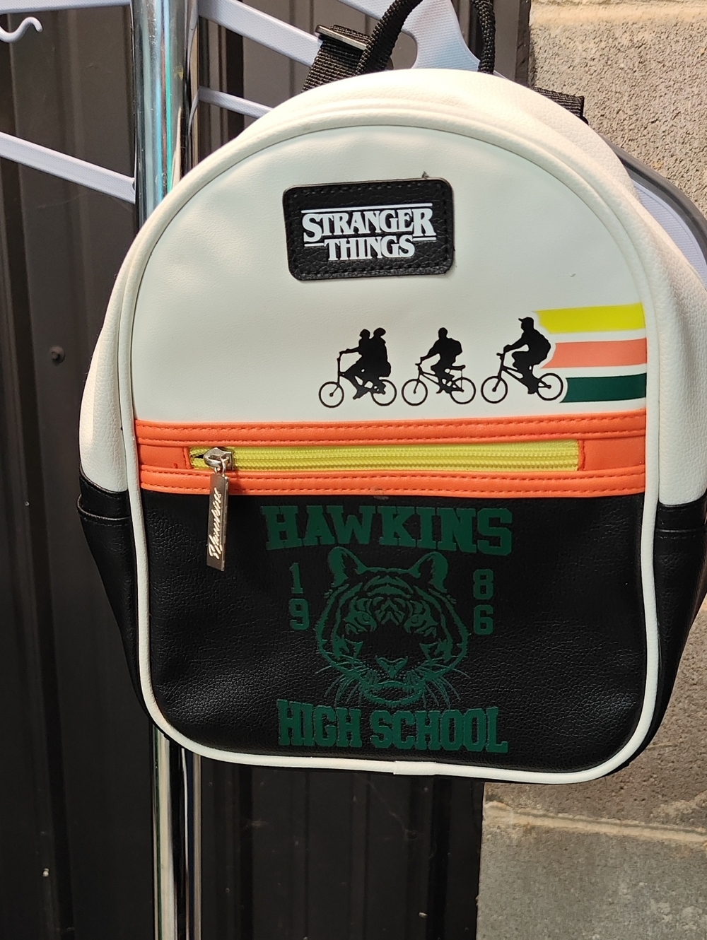 Stranger Things Hawkins High School Mini Backpack - White, Black, Orange